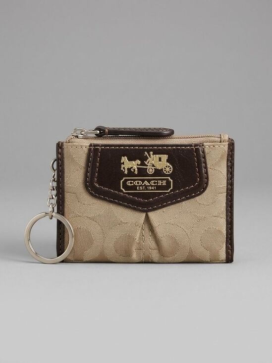 Coach Handbags - Coach Madison Op Art Mini Skinny Signature ID Card Coin Purse Khaki Brown